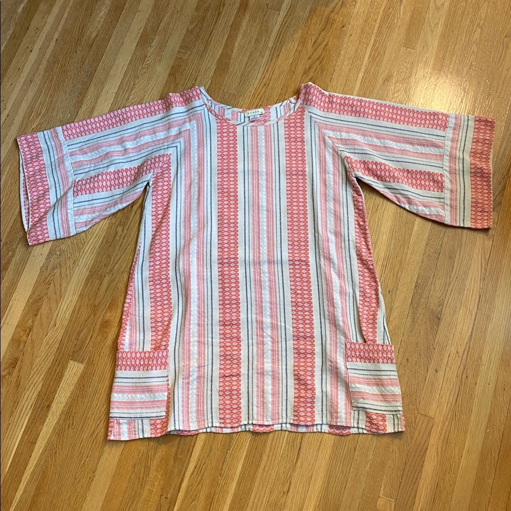 Anthropologie Striped Pink and White Tunic Dress